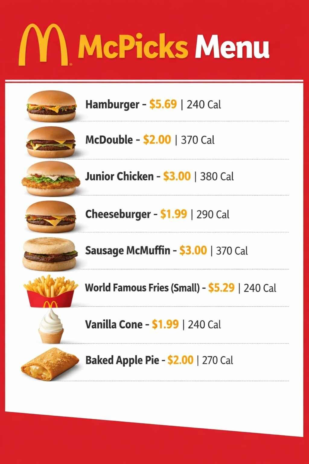 Mcdonald’s McPicks Menu