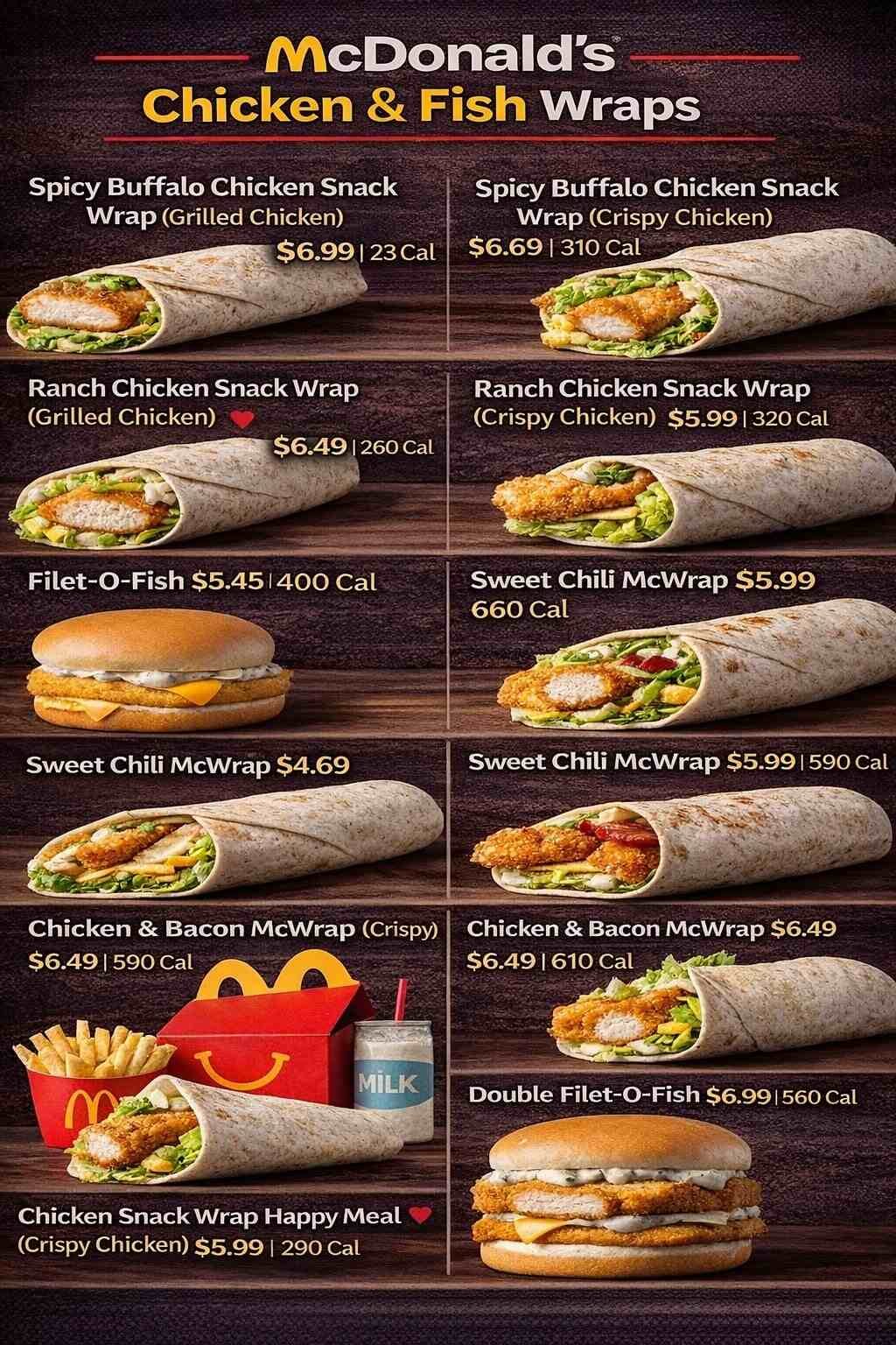 Mcdonald's Sandwiches & Wraps Menu